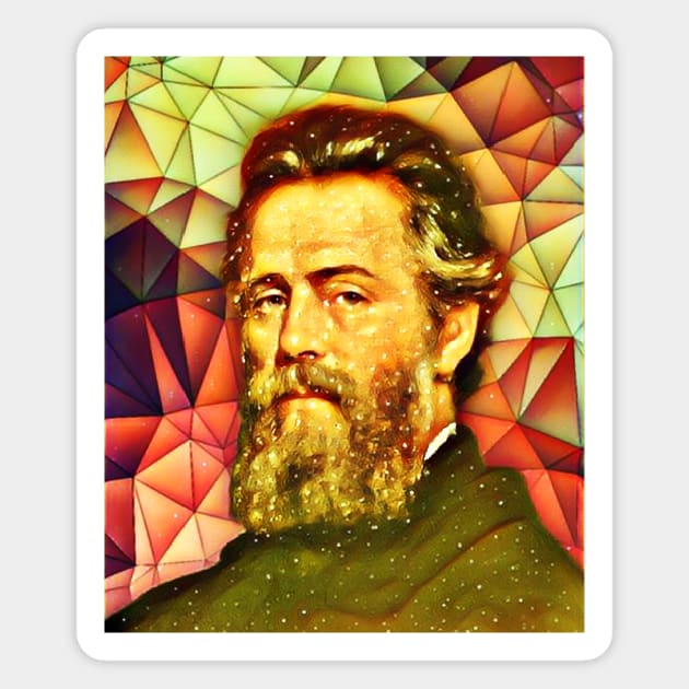 Herman Melville Snowy Portrait | Herman Melville Artwork 9 Magnet by JustLit